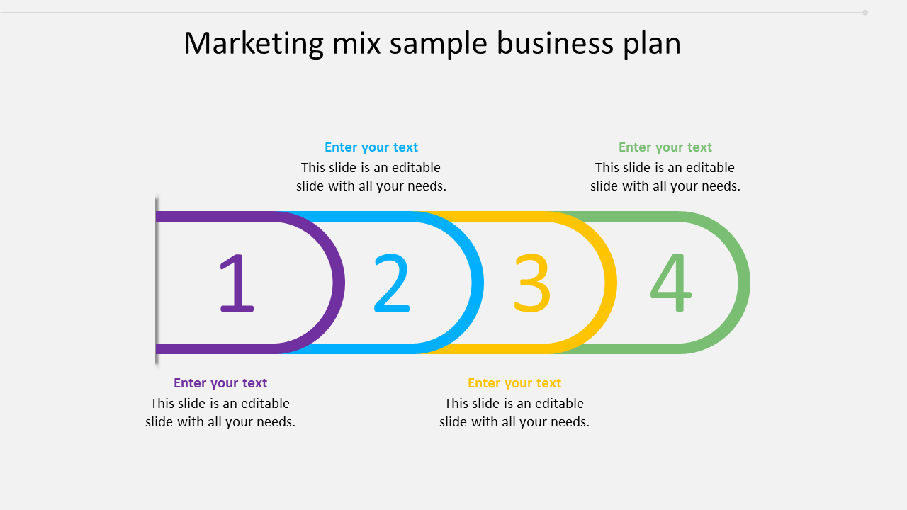 Marketing Mix Sample Business Plan PowerPoint bullet-shaped